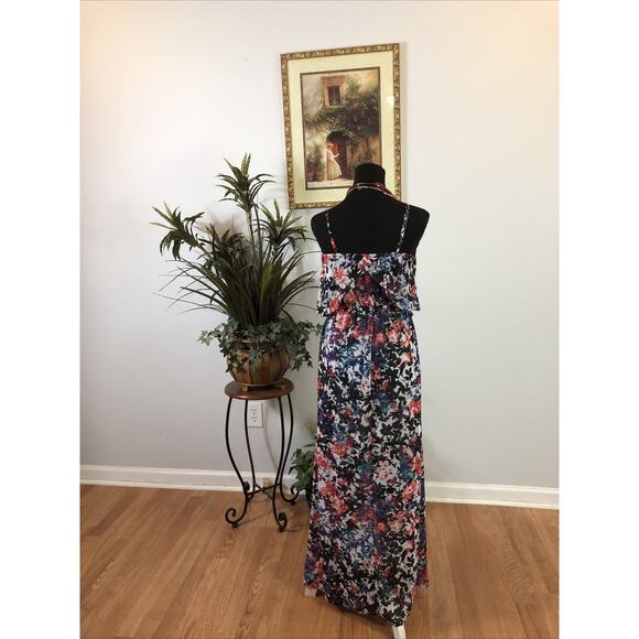 Xhilaration Maxi Dress S/P Partial Lined Layered Empire Elastic Waist Cottage - Picture 5 of 7